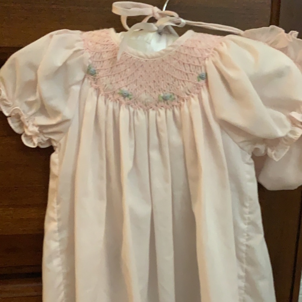 Smocked dress - pink - NB - EUC. Only worn once!